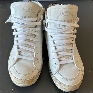 P448 White/Black High-Top Sneakers